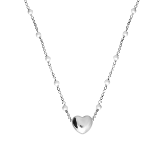 Naszyjnik srebrny z perłami i sercem