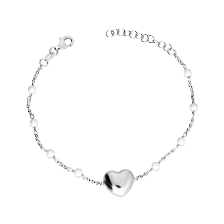Bransoleta srebrna z perłami i sercem