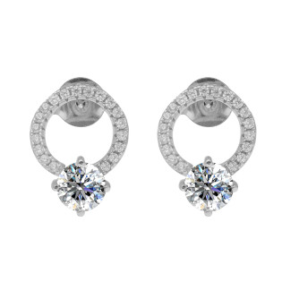 Kolczyki srebrne z moissanitami w kółku