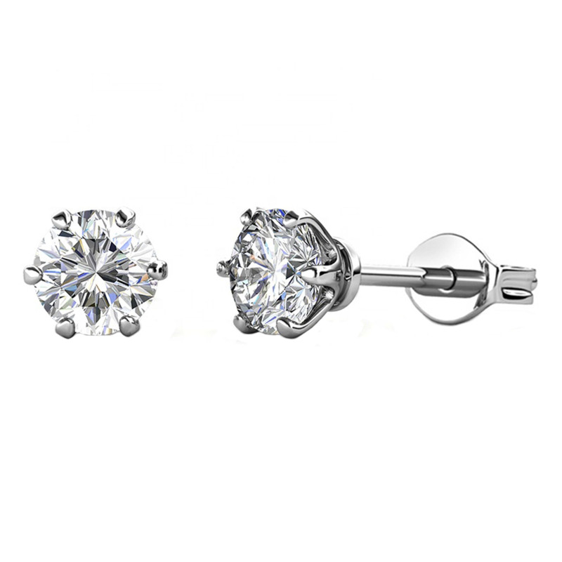 Srebrne Kolczyki z Moissanitem Sztyfty - JubilerSezam.pl