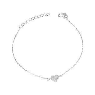 Bransoleta srebrna z sercem z cyrkoniami