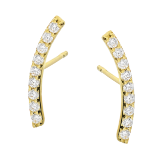 Złote Kolczyki Łuk z Cyrkoniami - JubilerSezam.pl