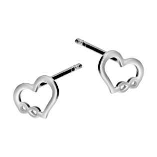 Kolczyki srebrne z sercem z inifnity
