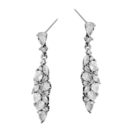 Kolczyki srebrne długa łezka z białymi cyrkoniami/sztyft