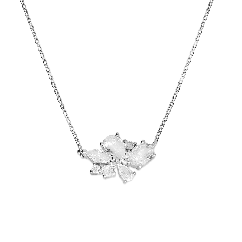 Naszyjnik srebrny kolia mała z białymi cyrkoniami