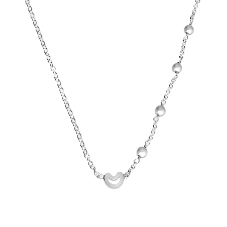 Naszyjnik srebrny z białymi perłami i księżycem