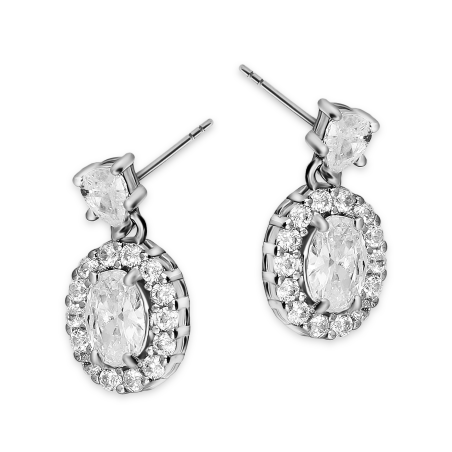 Kolczyki srebrne owalna markiza z białymi cyrkoniami