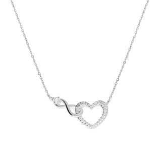 Naszyjnik srebrny klanówka serce z infinity