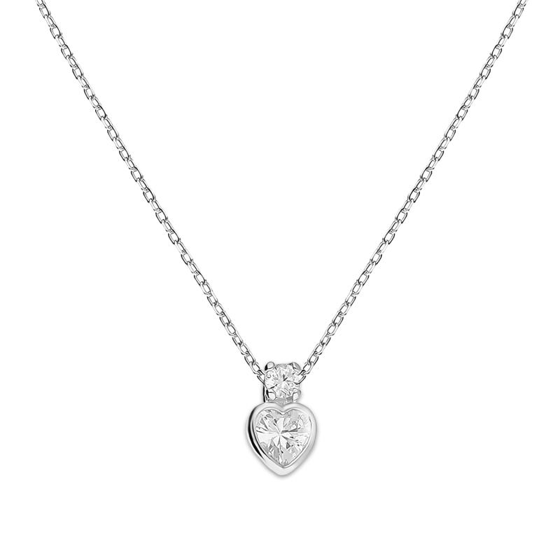 Naszyjnik srebrny z sercem i cyrkonią