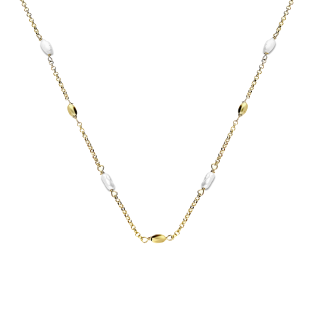 Naszyjnik pozłacany z perłami i owalnymi elementami