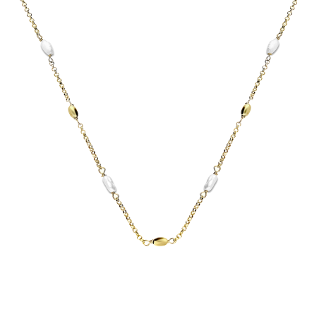 Naszyjnik pozłacany z perłami i owalnymi elementami