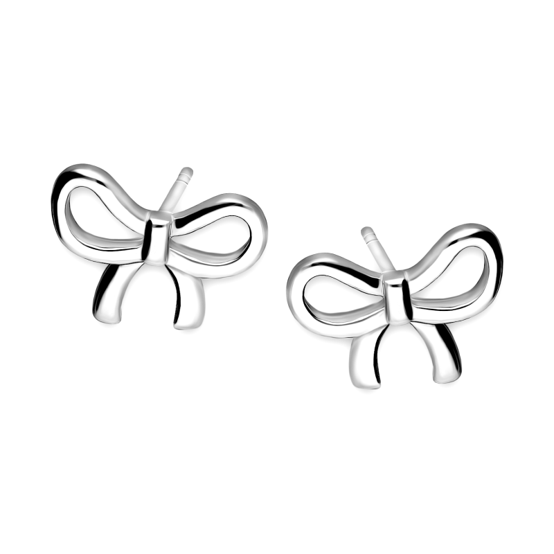 Srebrne Kolczyki Kokardki Sztyfty - JubilerSezam.pl