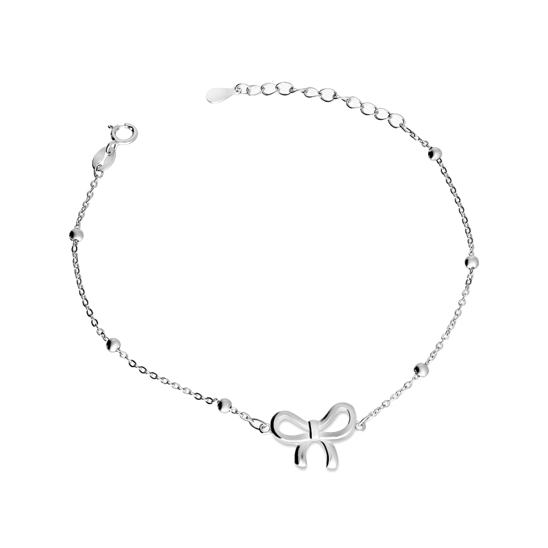 Bransoleta srebrna z kokardką i kulkami