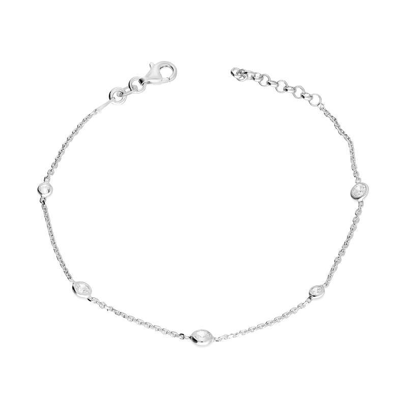 Bransoleta srebrna z białymi cyrkoniami