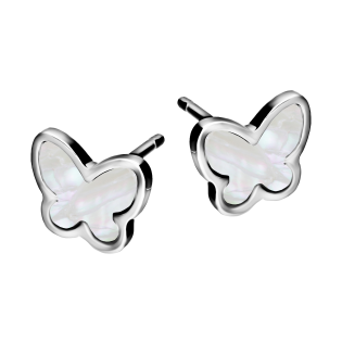 Kolczyki srebrne z motylkiem z masą perłową