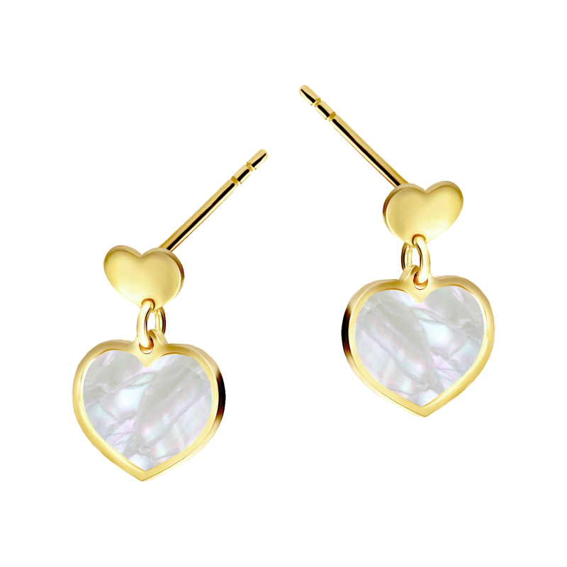 Pozłacane Kolczyki Serca z Masą Perłową - JubilerSezam.pl