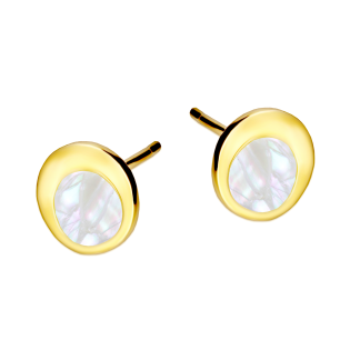 Kolczyki pozłacane kółko z masą perłową