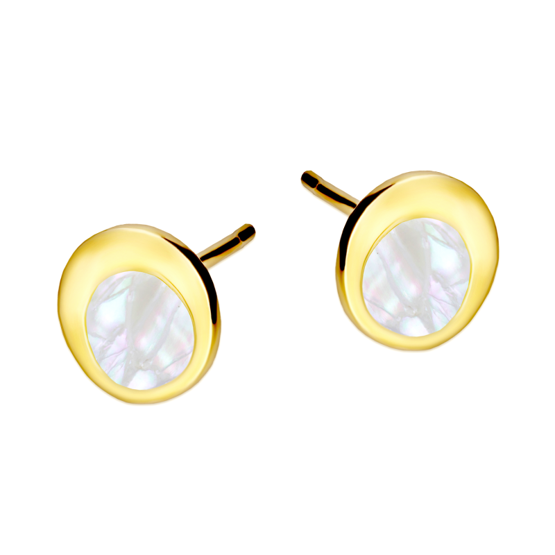 Kolczyki pozłacane kółko z masą perłową