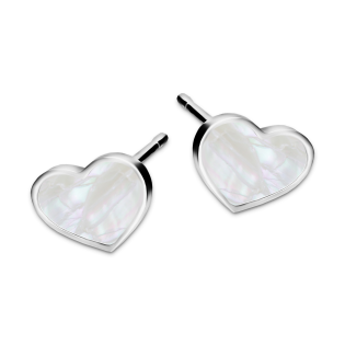 Kolczyki srebrne z sercem z masą perłową