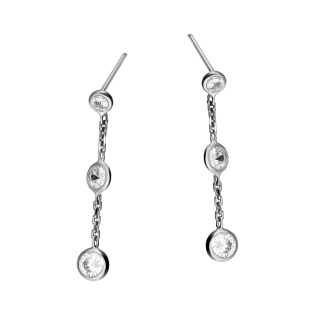 Kolczyki srebrne wiszące z białymi cyrkoniami