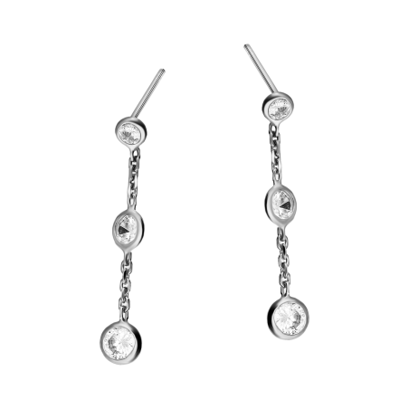 Kolczyki srebrne wiszące z białymi cyrkoniami