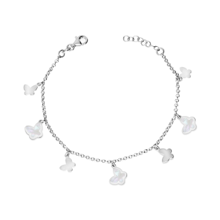 Bransoleta srebrna z motylkami