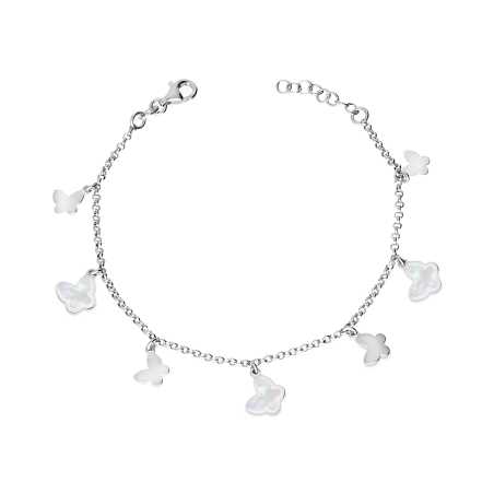 Bransoleta srebrna z motylkami