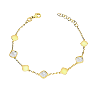 Bransoleta pozłacana z kwadratami z masą perłową