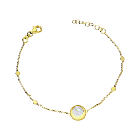 Bransoleta pozłacana z kółkiem z masą perłową
