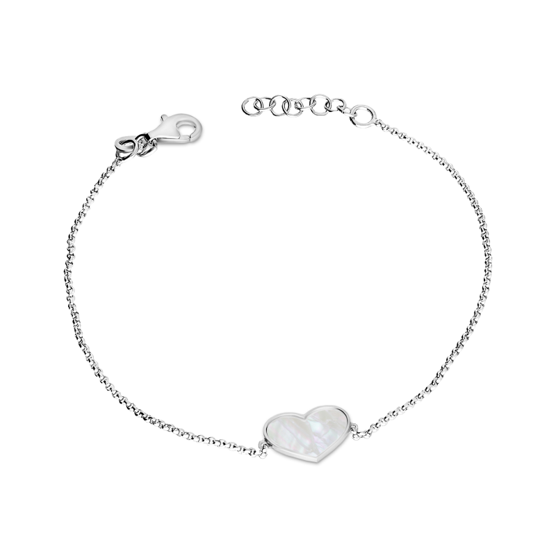 Bransoleta srebrna z sercem z masą perłową