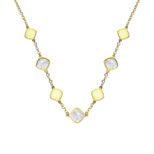 Pozłacany Naszyjnik z Masą Perłową Kwadraty - JubilerSezam.pl