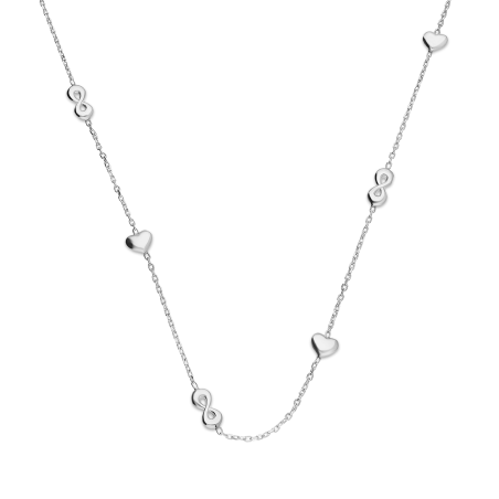 Naszyjnik srebrny z sercami i infinity