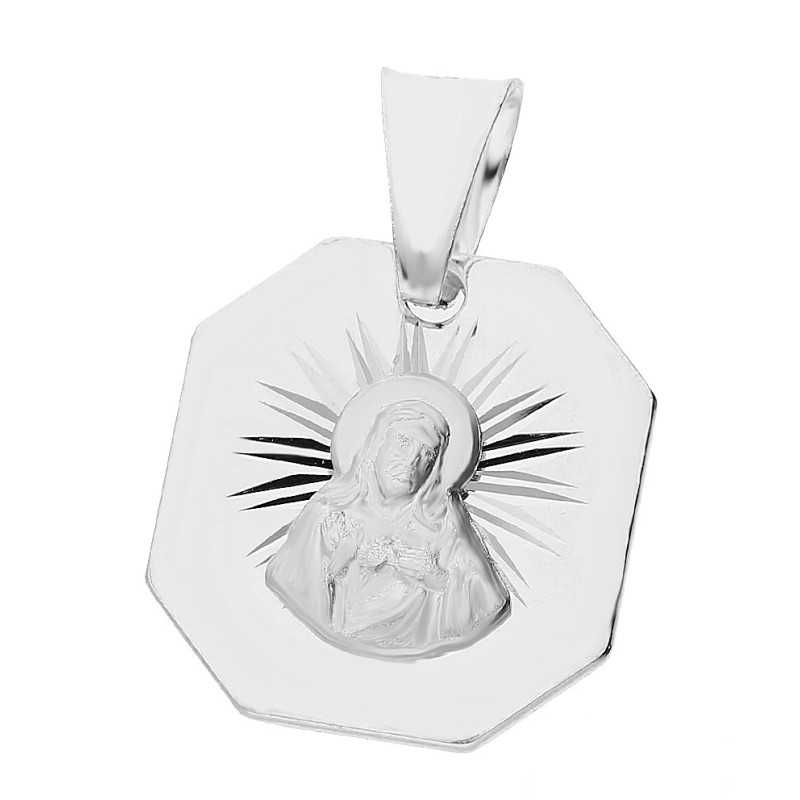 Medalik srebrny rodowany Szkaplerz ośmiokątny