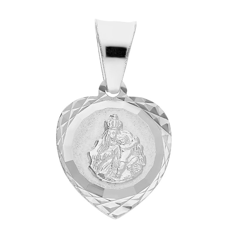Medalik srebrny rodowany Szkaplerz w sercu