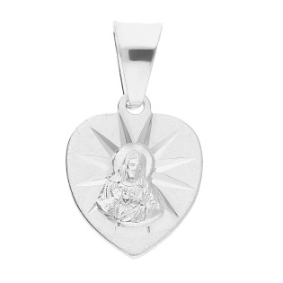 Medalik srebrny rodowany Szkaplerz w sercu