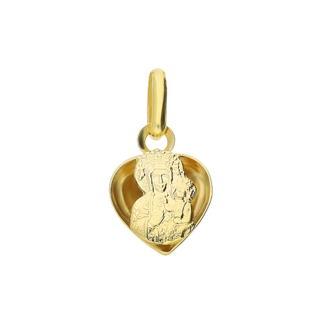 Złoty Medalik Matki Boskiej Częstochowskiej Serce pr. 585 - JubilerSezam.pl