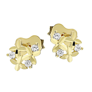 Kolczyki złote kwiatki z cyrkoniami