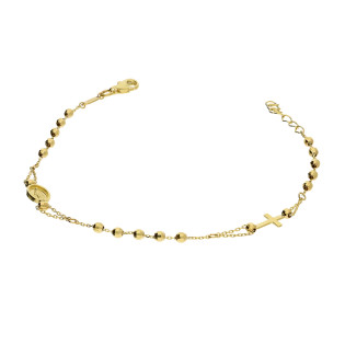 Bransoleta złota różaniec z grawerowanymi paciorkami próba 375