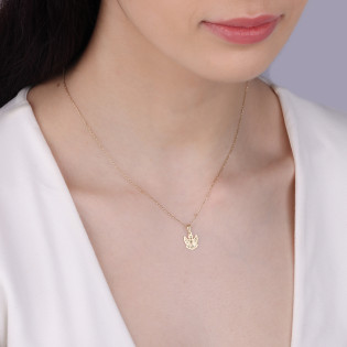 Medalik złoty anioł z wyciętym krzyżem próba 585