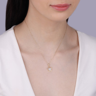 Medalik złoty anioł ramka z sercem z cyrkoniami próba 585