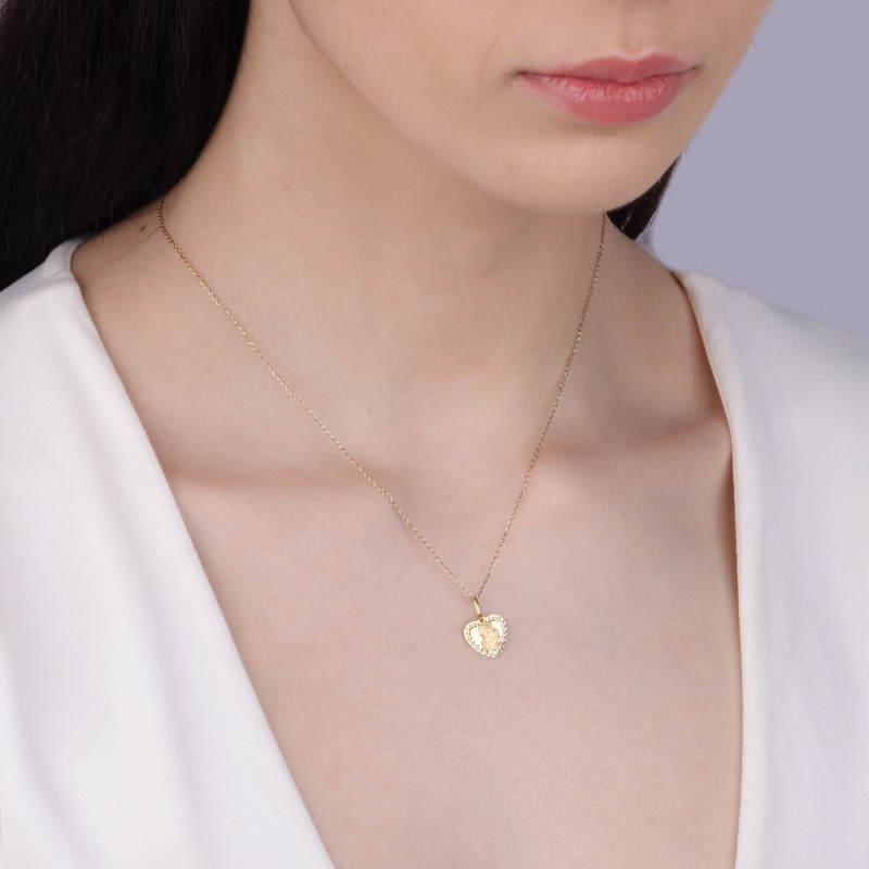 Medalik złoty Częstochowska w ażurowym sercu próba 585