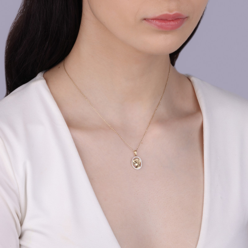 Medalik złoty z Matką Boską w owalu próba 585