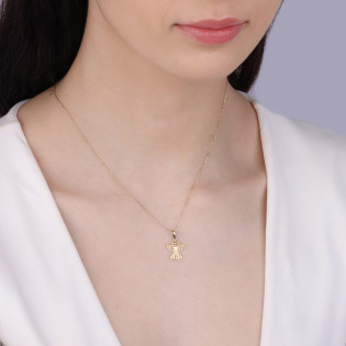 Medalik złoty ażurowy anioł z sercem próba 375