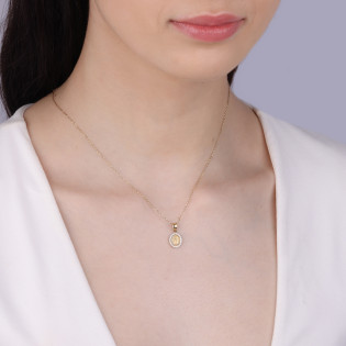 Medalik złoty Niepokalana w owalu z cyrkoniami próba 375