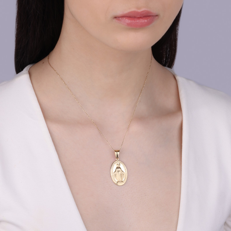 Medalik złoty Niepokalana w owalu próba 585
