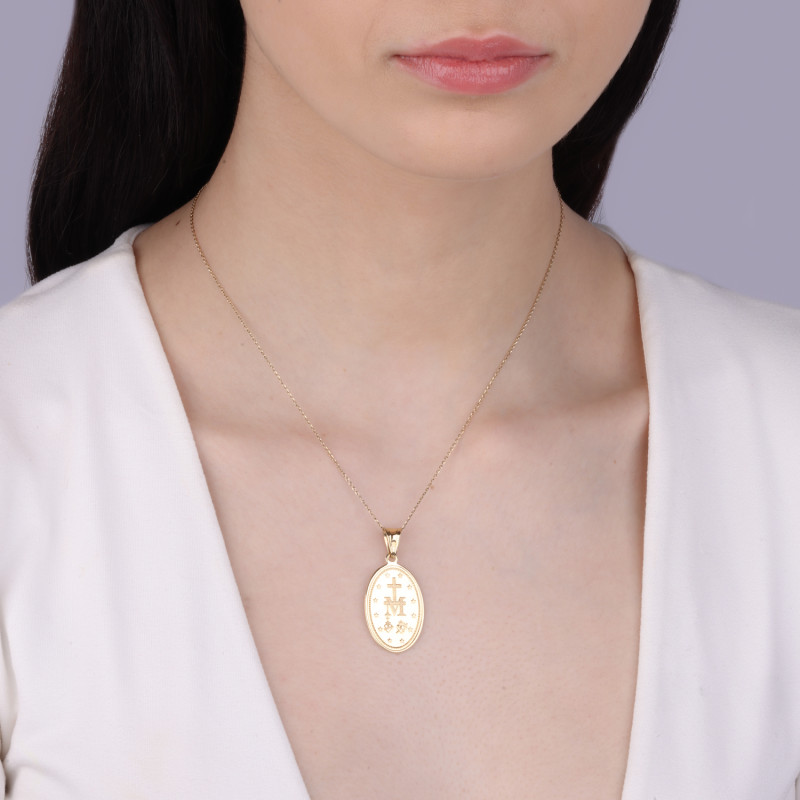 Medalik złoty Niepokalana w owalu próba 585