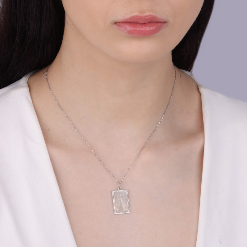 Medalik srebrny Jezu Ufam Tobie w prostokącie