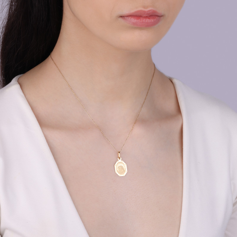 Medalik złoty Fatimska w ośmiokącie próba 585