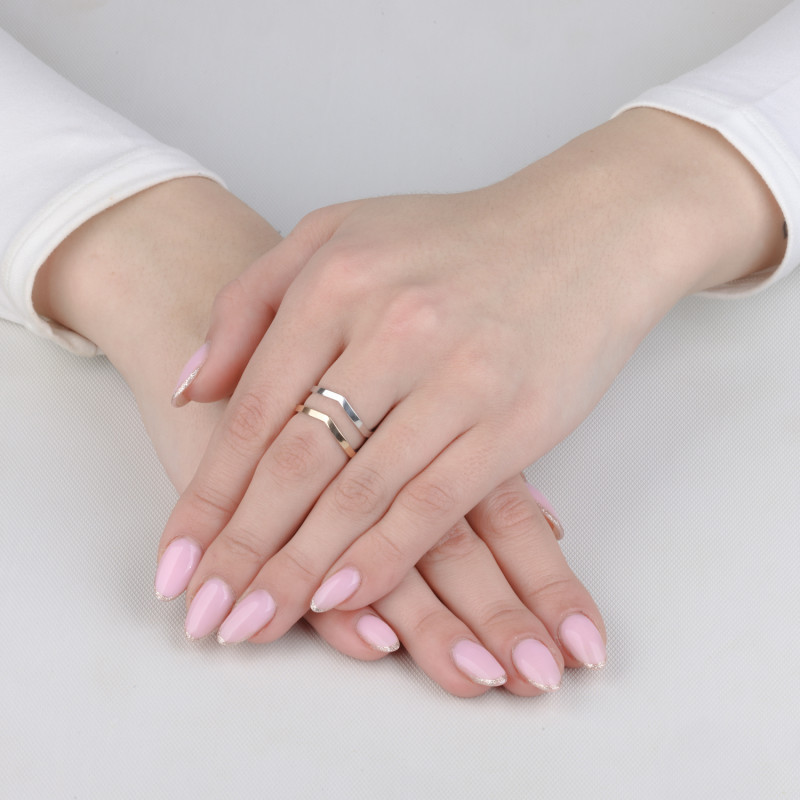 Pierścionek srebrny podwójny szpic