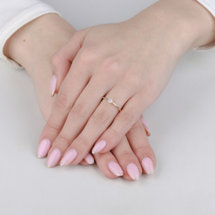 Pierścionek zaręczynowy Soliter z diamentem 0,08 ct próba 585